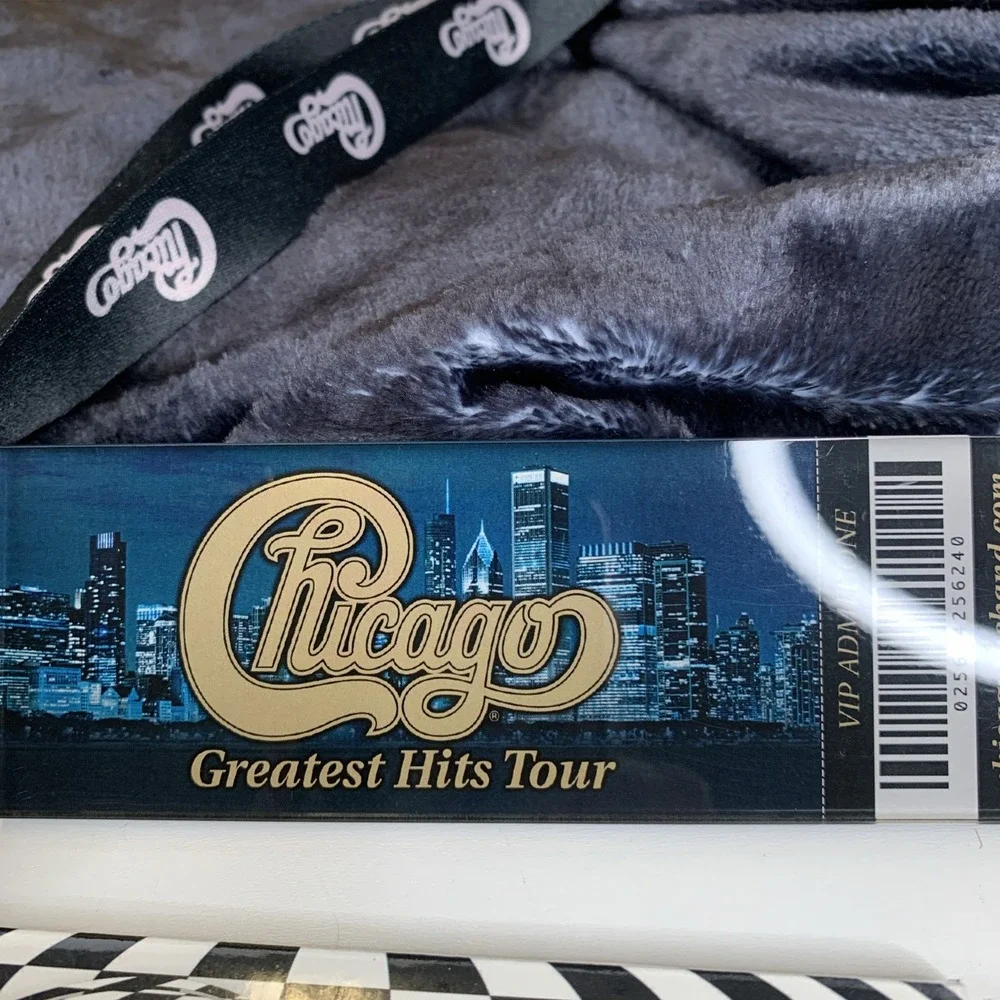 Chicago Hard Habit To Break US Tour Swag VIP Blanket Poster Lanyard Pick Luggage